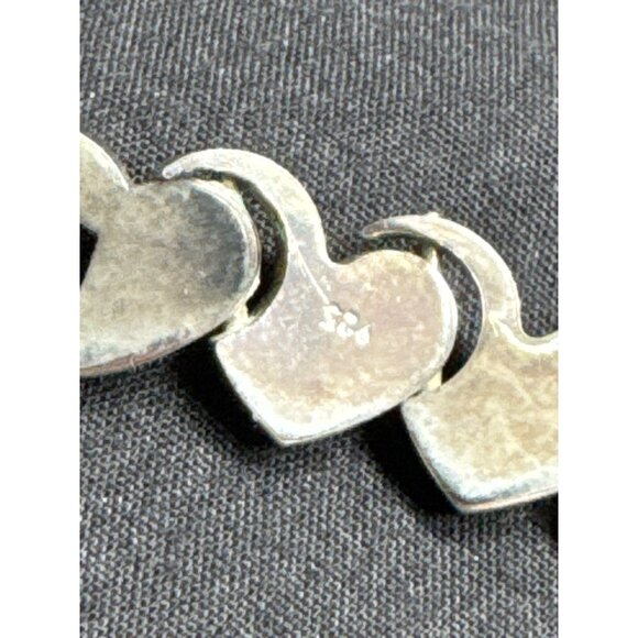 Sterling Silver Heart Linked Link Bracelet Modernist Minimalist Sculptural Love - Picture 3 of 6
